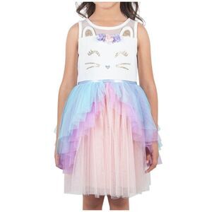 Tutu Dress Girl’s 6 Cat Bunny Raiser Ears Glitter Tulle Layers Fit & Flare Soft